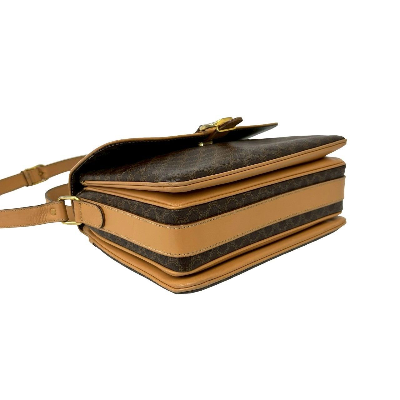 Celine Vintage Macadam Blason Trio Logo Pattern Leather Shoulder Bag Brown — view 7