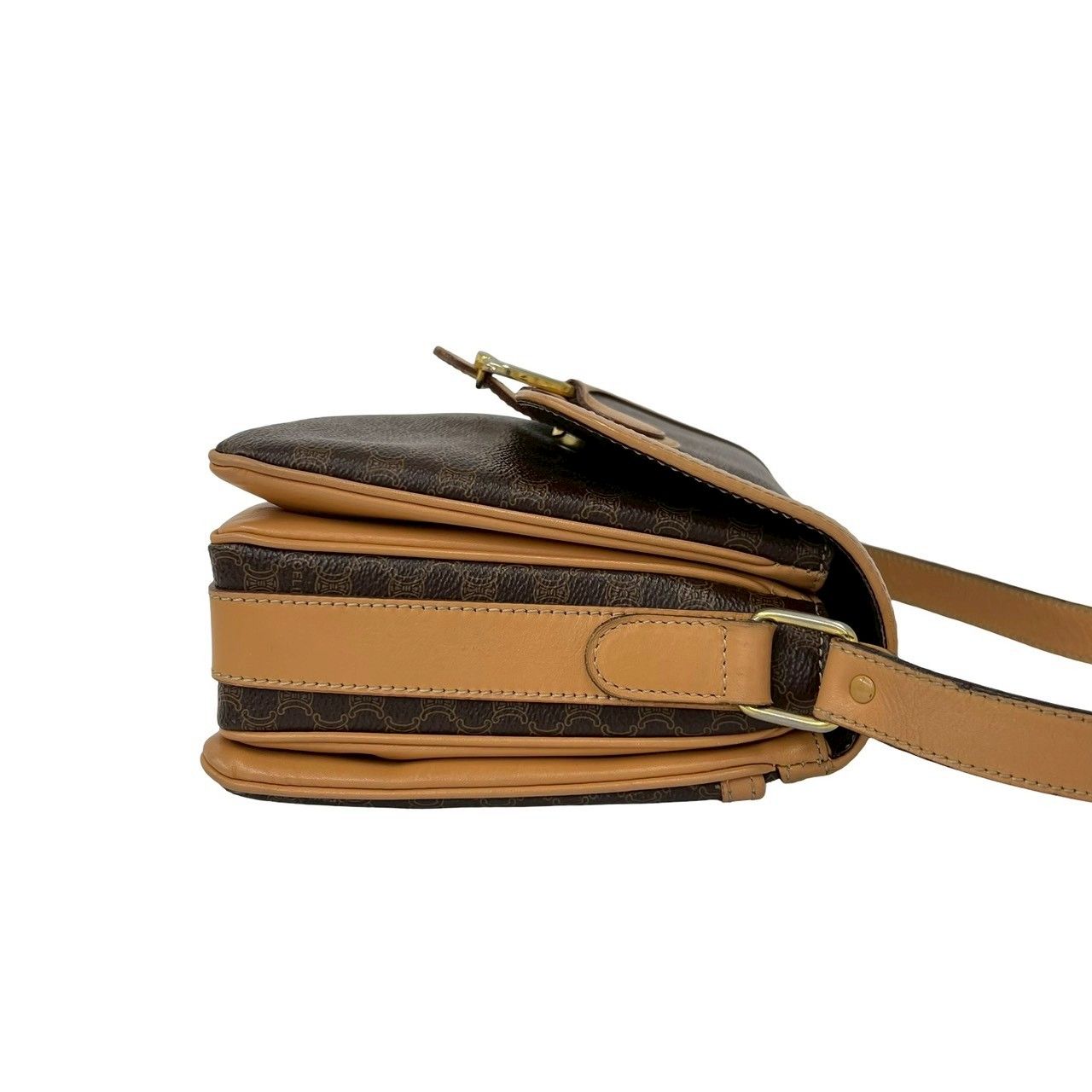 Celine Vintage Macadam Blason Trio Logo Pattern Leather Shoulder Bag Brown — view 6