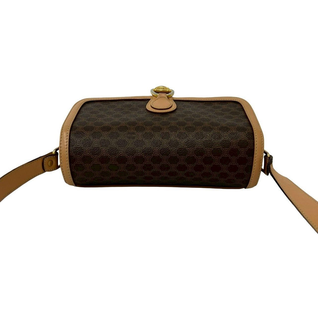 Celine Vintage Macadam Blason Trio Logo Pattern Leather Shoulder Bag Brown — view 4