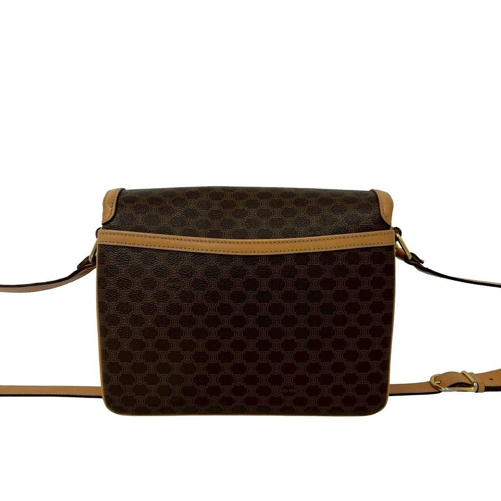 Celine Vintage Macadam Blason Trio Logo Pattern Leather Shoulder Bag Brown — view 3