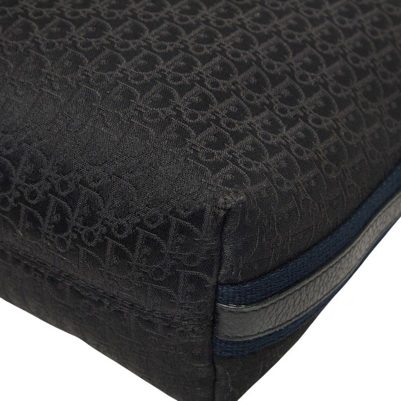 Dior Street Chic Trotter Crossbody Shoulder Bag Black Navy Leather Jacquard — view 4