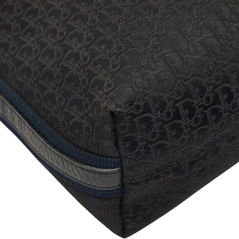 Dior Street Chic Trotter Crossbody Shoulder Bag Black Navy Leather Jacquard — view 5