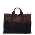 Hermes Fourre Tout MM Tote Wine Red Black Canvas