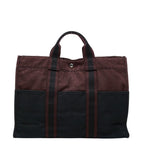 Hermes Fourre Tout MM Tote Wine Red Black Canvas