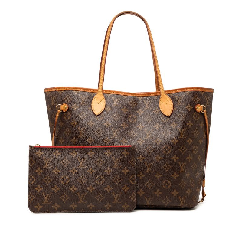 Louis Vuitton Monogram Neverfull MM Tote Brown Leather — view 7