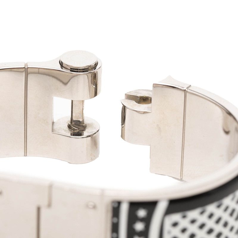 Hermes Charnier GM Enamel Bracelet Black Wine Red Silver Metal — view 5