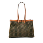 Fendi Zucca Tote Shoulder Bag 2-Way Green Brown Canvas Leather