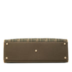 Fendi Zucca Tote Shoulder Bag 2-Way Green Brown Canvas Leather — view 3