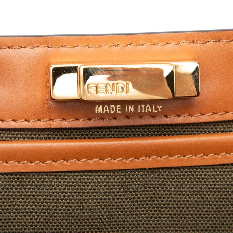 Fendi Zucca Tote Shoulder Bag 2-Way Green Brown Canvas Leather — view 5
