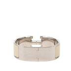 Hermes Clic Clac GM Logo Enamel Bracelet Ivory Silver Metal — view 3