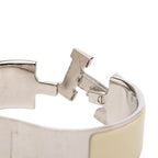 Hermes Clic Clac GM Logo Enamel Bracelet Ivory Silver Metal — view 4