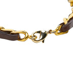 Chanel Logo Bracelet Gold Brown Plated Leather — view 3