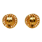 Chanel CC Logo Gripoix Earrings Gold Blue Plated — view 3