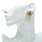 Chanel CC Logo Gripoix Earrings Gold Blue Plated — view 5