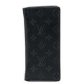 Louis Vuitton Monogram Eclipse Portefeuille Brazza Wallet Black Gray Leather