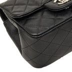 Chanel Mini Quilted 17 CC Logo Chain Shoulder Bag Pouch Pochette Black Silver — view 5