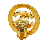 Chanel CC Logo Round Earrings Gold Plated Rhinestone — view 4
