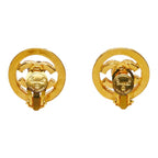 Chanel CC Logo Round Earrings Gold Plated Rhinestone — view 3