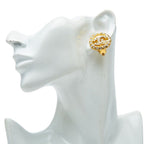Chanel CC Logo Round Earrings Gold Plated Rhinestone — view 5