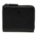 Chanel CC Logo Quilted Coin Case Compact Wallet L-shaped So Black Leather