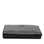 Chanel CC Logo Quilted Coin Case Compact Wallet L-shaped So Black Leather — view 3