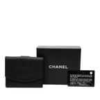 Chanel CC Logo Bifold Wallet Black Caviar Leather — view 8