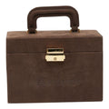 Saint Laurent Logo Box Set Vanity Bag Brown Suede Leather