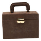 Saint Laurent Logo Box Set Vanity Bag Brown Suede Leather