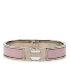 Hermes Click PM Bracelet Silver Pink Metal Enamel