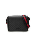Gucci GG Supreme Shoulder Bag Black Gray Leather