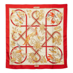 Hermes Carre 90 Caraibes Caribbean Bird Scarf Large Red Ivory Silk