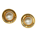 Chanel Logo 31 Rue Cambon Earrings Gold Plated Faux Pearl