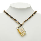 Chanel Perfume Bottle Chain Pendant Black Gold Plastic Plated Leather — view 6