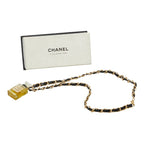Chanel Perfume Bottle Chain Pendant Black Gold Plastic Plated Leather — view 7