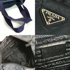 Prada Shoulder Bag Triangle Logo Nylon Navy — view 8
