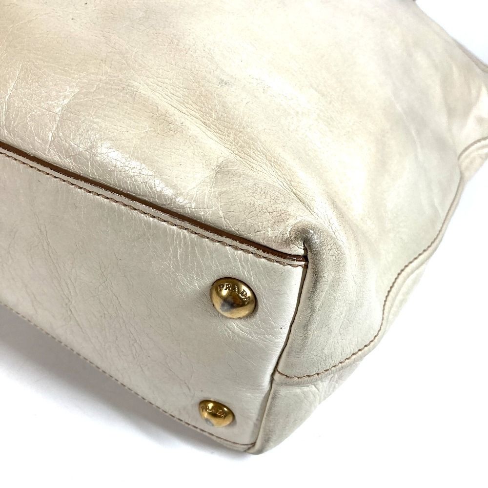 Prada Shoulder Bag Logo Leather Ivory — view 5