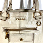 Prada Shoulder Bag Logo Leather Ivory — view 3
