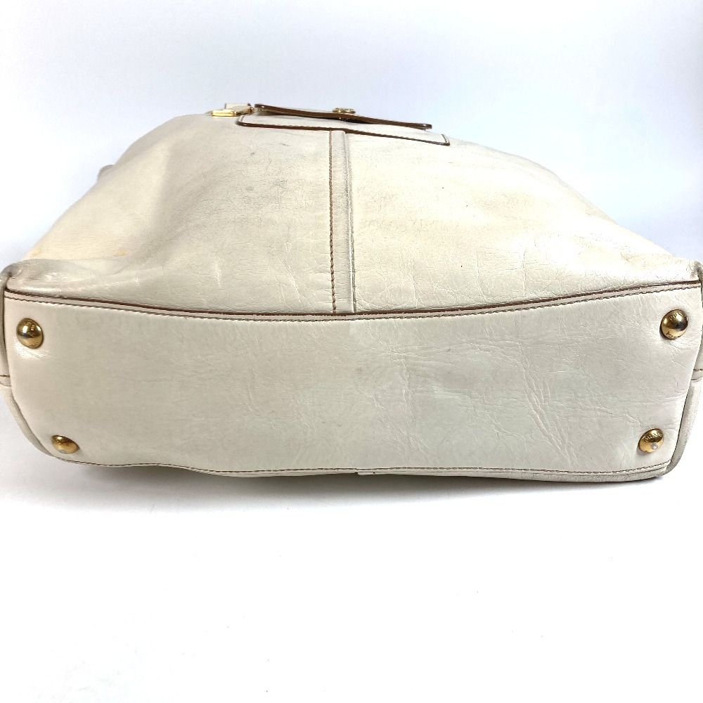 Prada Shoulder Bag Logo Leather Ivory — view 6