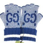 Gucci Gloves Logo GG Fingerless Cashmere Navy — view 2