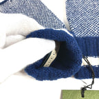 Gucci Gloves Logo GG Fingerless Cashmere Navy — view 5