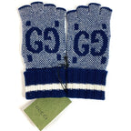 Gucci Gloves Logo GG Fingerless Cashmere Navy