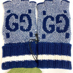 Gucci Gloves Logo GG Fingerless Cashmere Navy — view 2