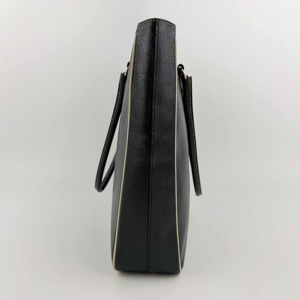 Prada Triangle Logo Tote Black Leather Vintage — view 5