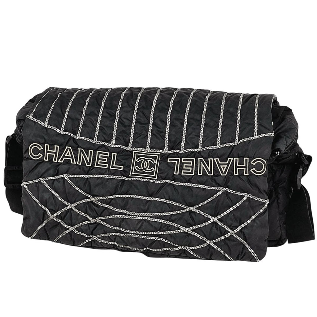 Chanel Sports Line Shoulder Bag CC Logo Nylon Black