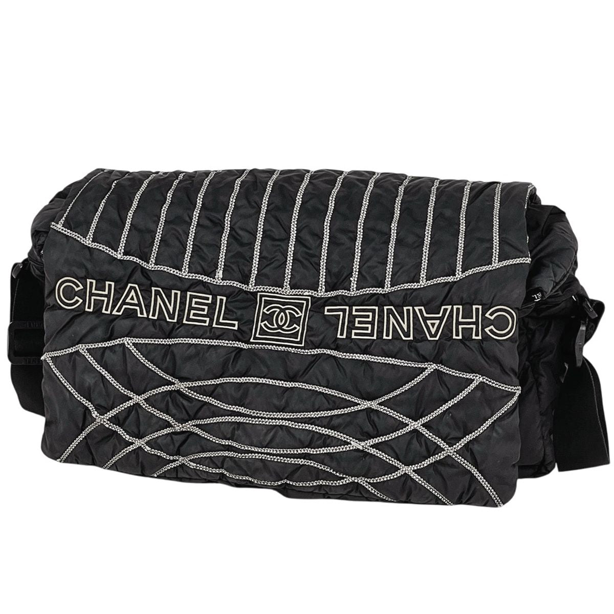 Chanel Sports Line Shoulder Bag CC Logo Nylon Black