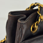 Chanel CC Logo Chain Tote Shoulder Bag Leather Black — view 5