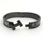 Hermes Clic HH Enamel Bracelet Clac Bangle Metal Black — view 2