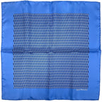 Hermes Pattern Handkerchief Pocket Square Petit Carre Scarf Silk Blue