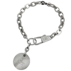 Gucci Logo Chain Bracelet Circle Plate 925 Sterling Silver
