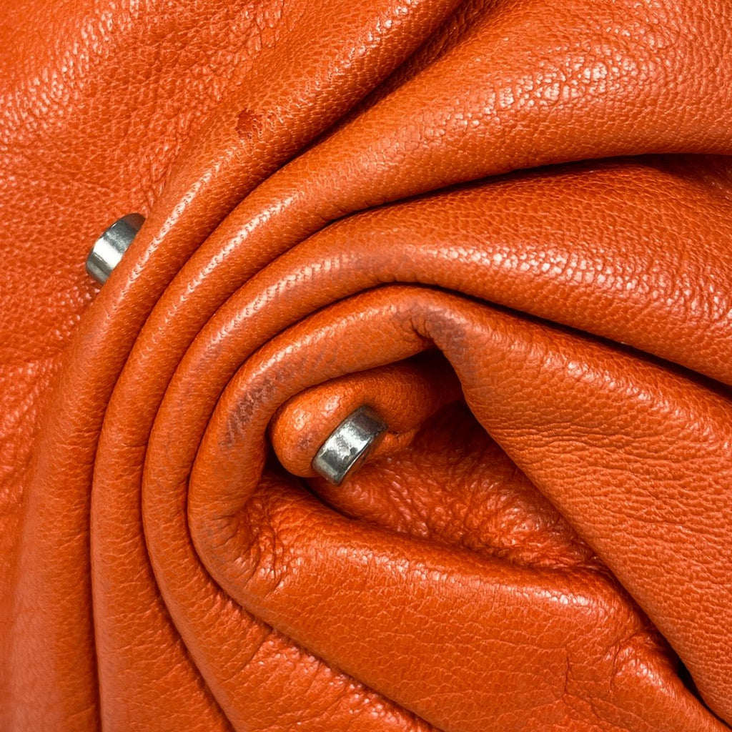 Saint Laurent Logo Shoulder Bag Mom Nia Leather Orange — view 4